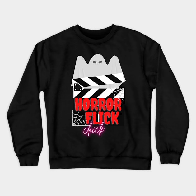 Horror Flick Chick Crewneck Sweatshirt by Ghoulverse